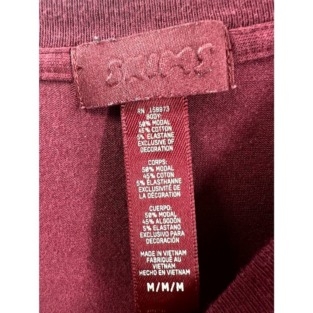Skims Men's Maroon Stretch Crew Neck Comfort Long Sleeve Tee Shirt Size Medium - Picture 6 of 6